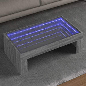 vidaXL Table basse avec LED infini Gris Sonoma 90x50x30 cm