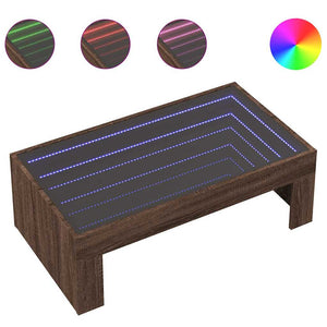vidaXL Table basse avec LED Infinity aspect chêne marron 90x50x30 cm