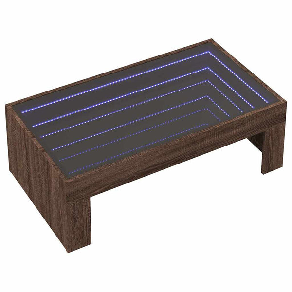 vidaXL Table basse avec LED Infinity aspect chêne marron 90x50x30 cm