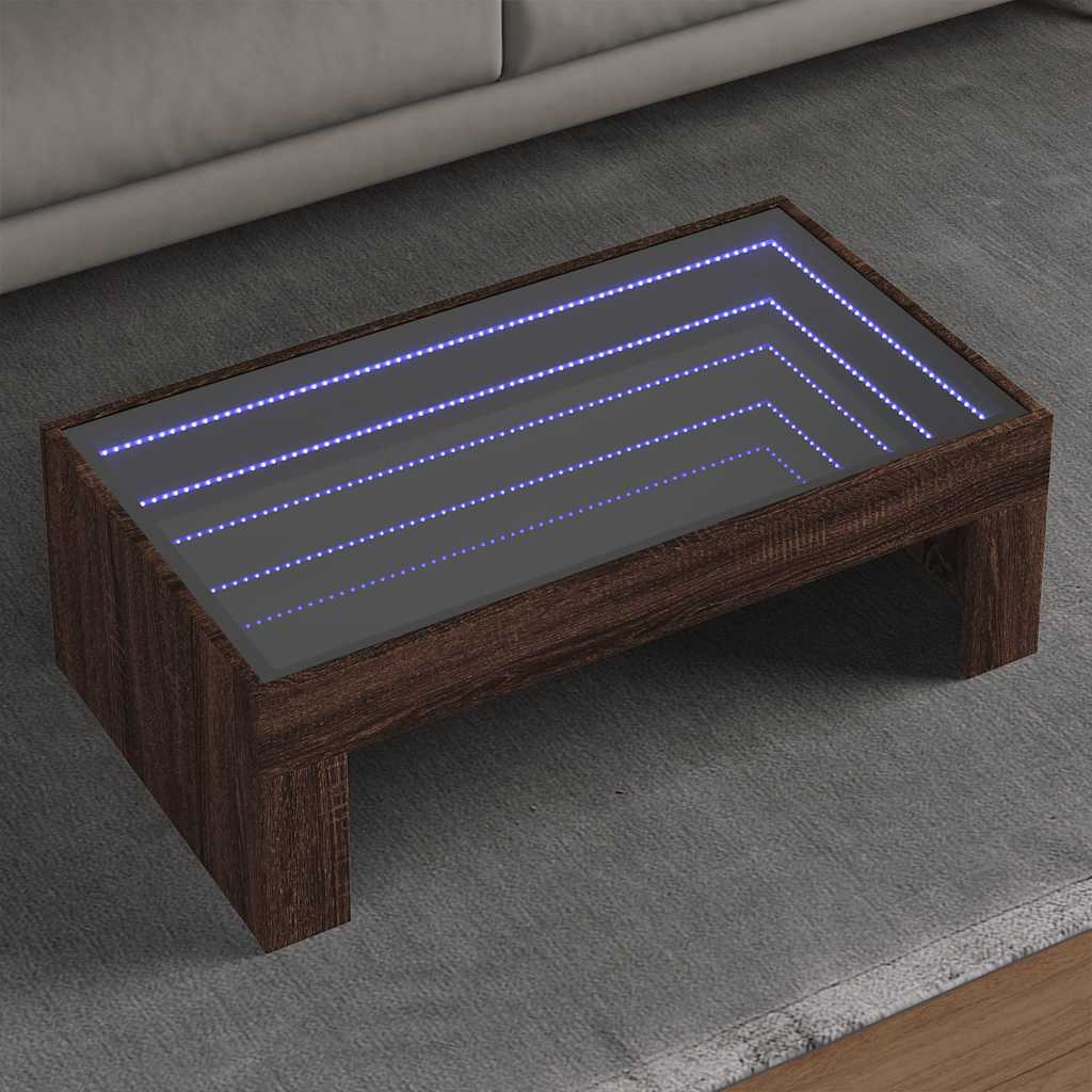vidaXL Table basse avec LED Infinity aspect chêne marron 90x50x30 cm