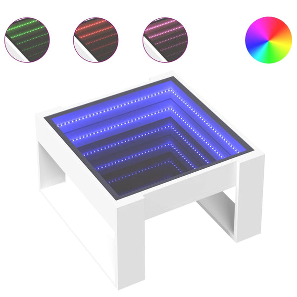 vidaXL Table basse LED Infinity Blanc 50x53x30 cm