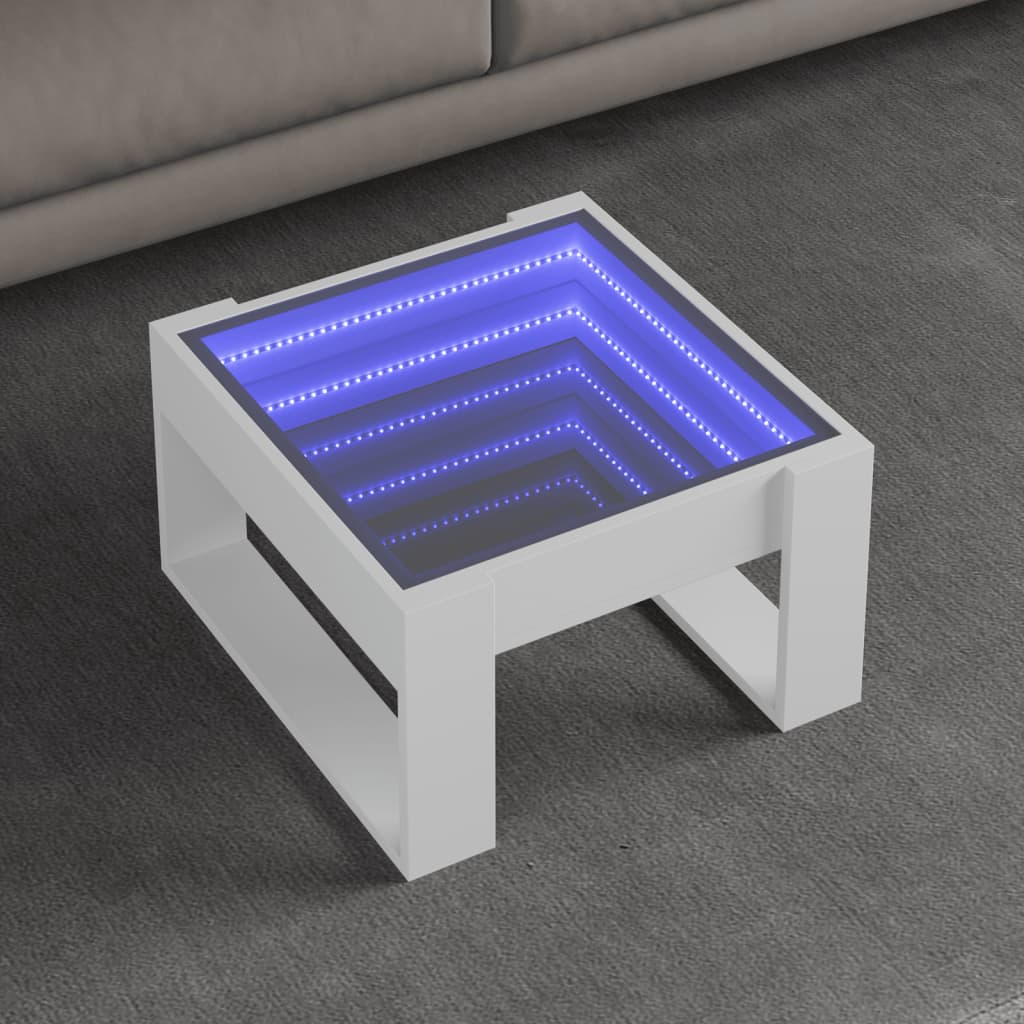 vidaXL Table basse LED Infinity Blanc 50x53x30 cm