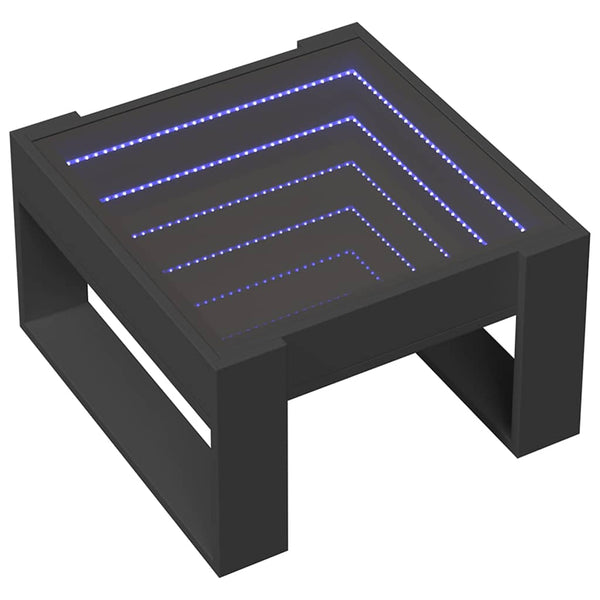 vidaXL Table basse avec LED Infinity Noir 50x53x30 cm