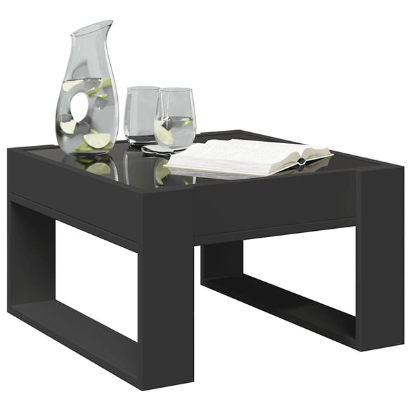 vidaXL Table basse avec LED Infinity Noir 50x53x30 cm