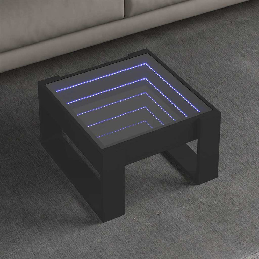 Couchtisch Schwarz mit Infinity-LED 50x53 cm