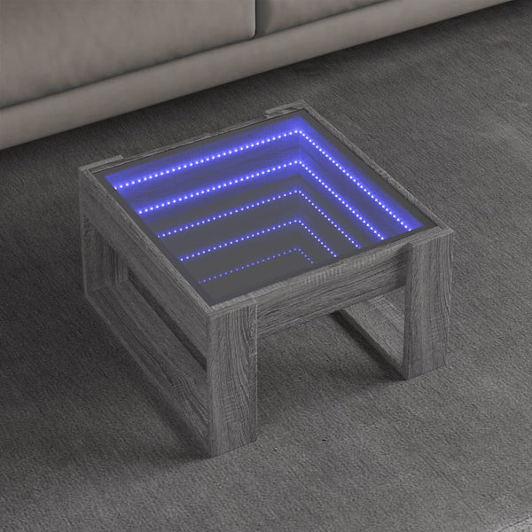 vidaXL Table basse avec LED Infinity gris sonoma 50x53x30 cm