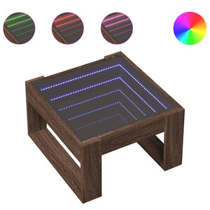 vidaXL Table basse avec LED Infinity aspect chêne marron 50x53x30 cm