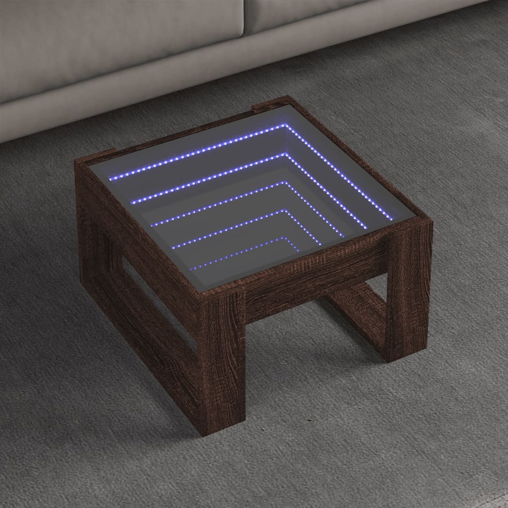 vidaXL Table basse avec LED Infinity aspect chêne marron 50x53x30 cm