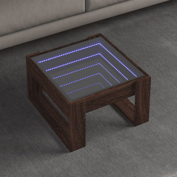 vidaXL Table basse avec LED Infinity aspect chêne marron 50x53x30 cm