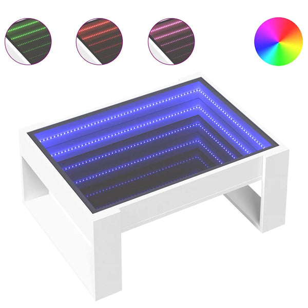 vidaXL Table basse avec LED Infinity blanc 70x53x30 cm