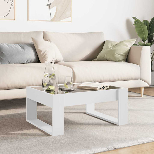 vidaXL Table basse avec LED Infinity blanc 70x53x30 cm