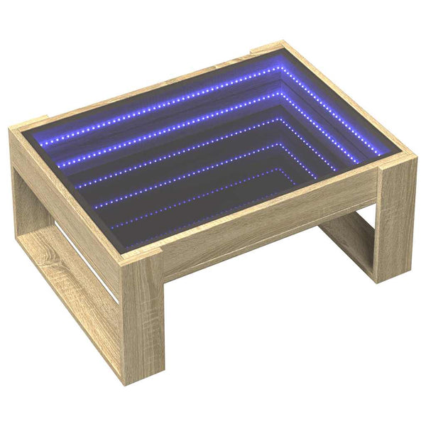 vidaXL Table basse avec LED infini Chêne Sonoma 70x53x30 cm