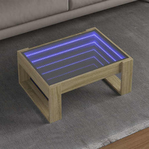 vidaXL Table basse avec LED infini Chêne Sonoma 70x53x30 cm