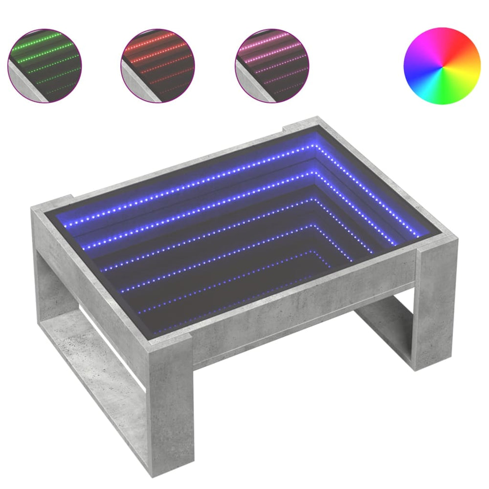 Couchtisch mit Infinity LED, Betongrau