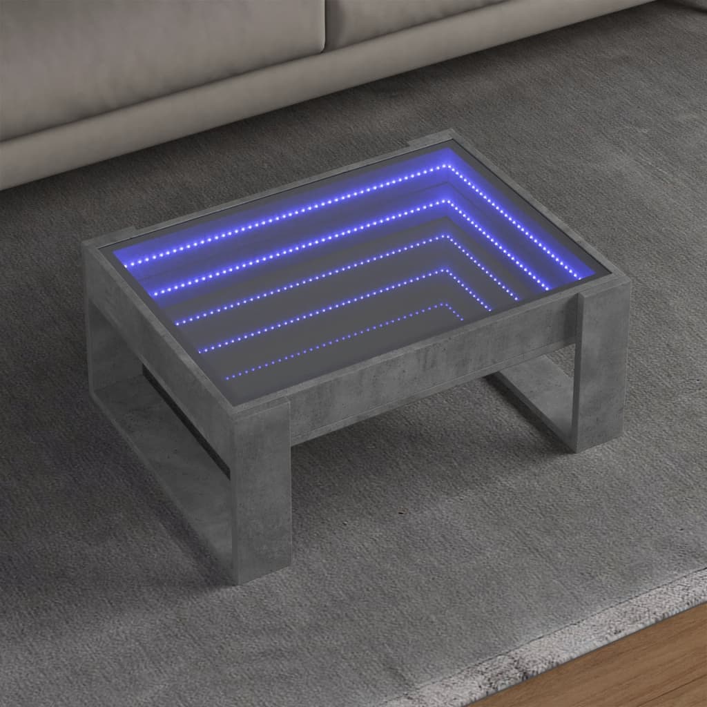 Couchtisch mit Infinity LED, Betongrau