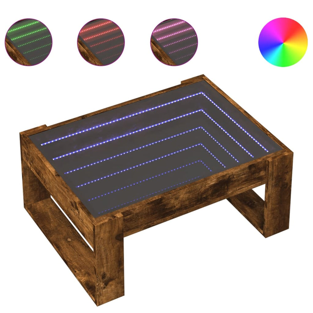 Couchtisch Räuchereiche mit Infinity-LED