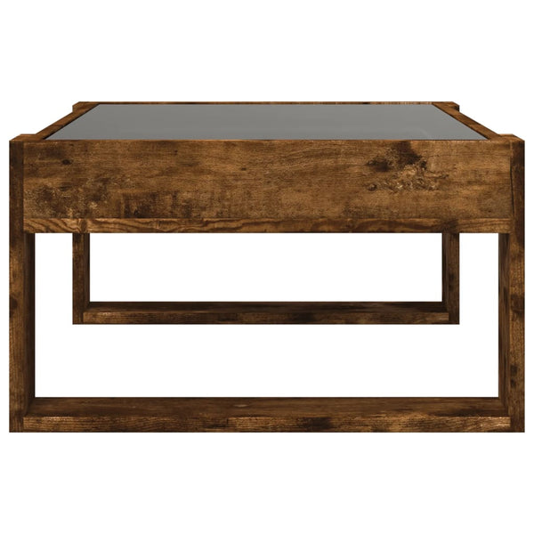 vidaXL Table basse avec LED Infinity chêne fumé 70x53x30 cm
