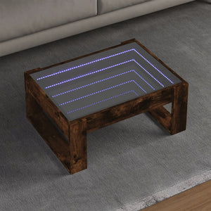 vidaXL Table basse avec LED Infinity chêne fumé 70x53x30 cm