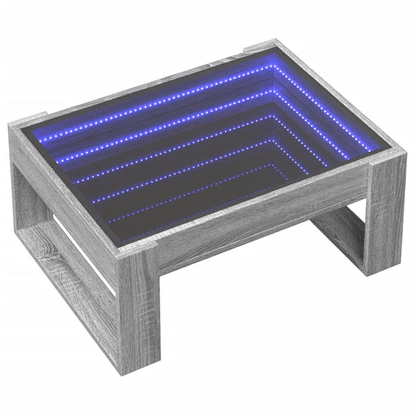 vidaXL Table basse avec LED Infinity Gris Sonoma 70x53x30 cm