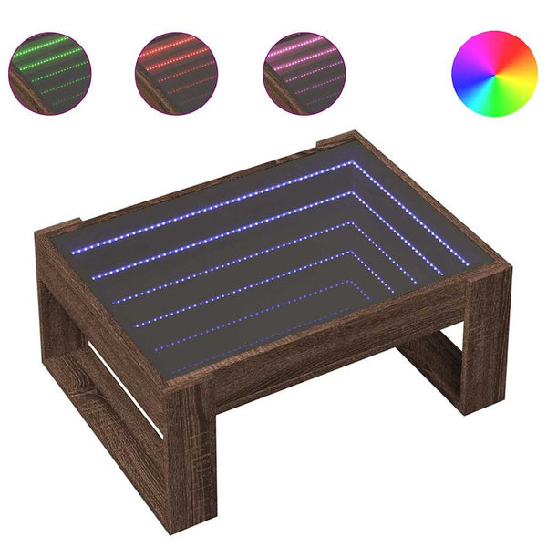 vidaXL Table basse avec LED Infinity aspect chêne marron 70x53x30 cm