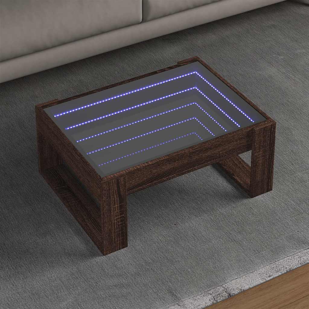 vidaXL Table basse avec LED Infinity aspect chêne marron 70x53x30 cm