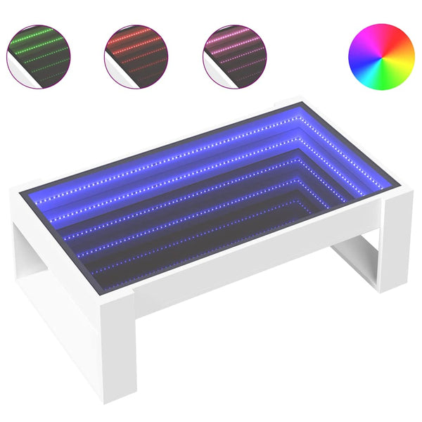 vidaXL Table basse avec LED Infinity Blanc 90x53x30 cm