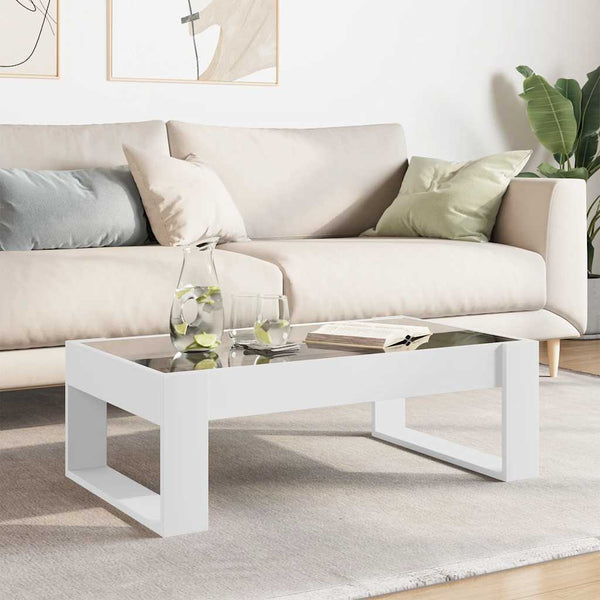 vidaXL Table basse avec LED Infinity Blanc 90x53x30 cm