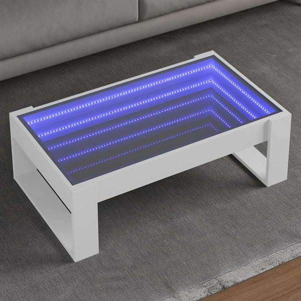 vidaXL Table basse avec LED Infinity Blanc 90x53x30 cm