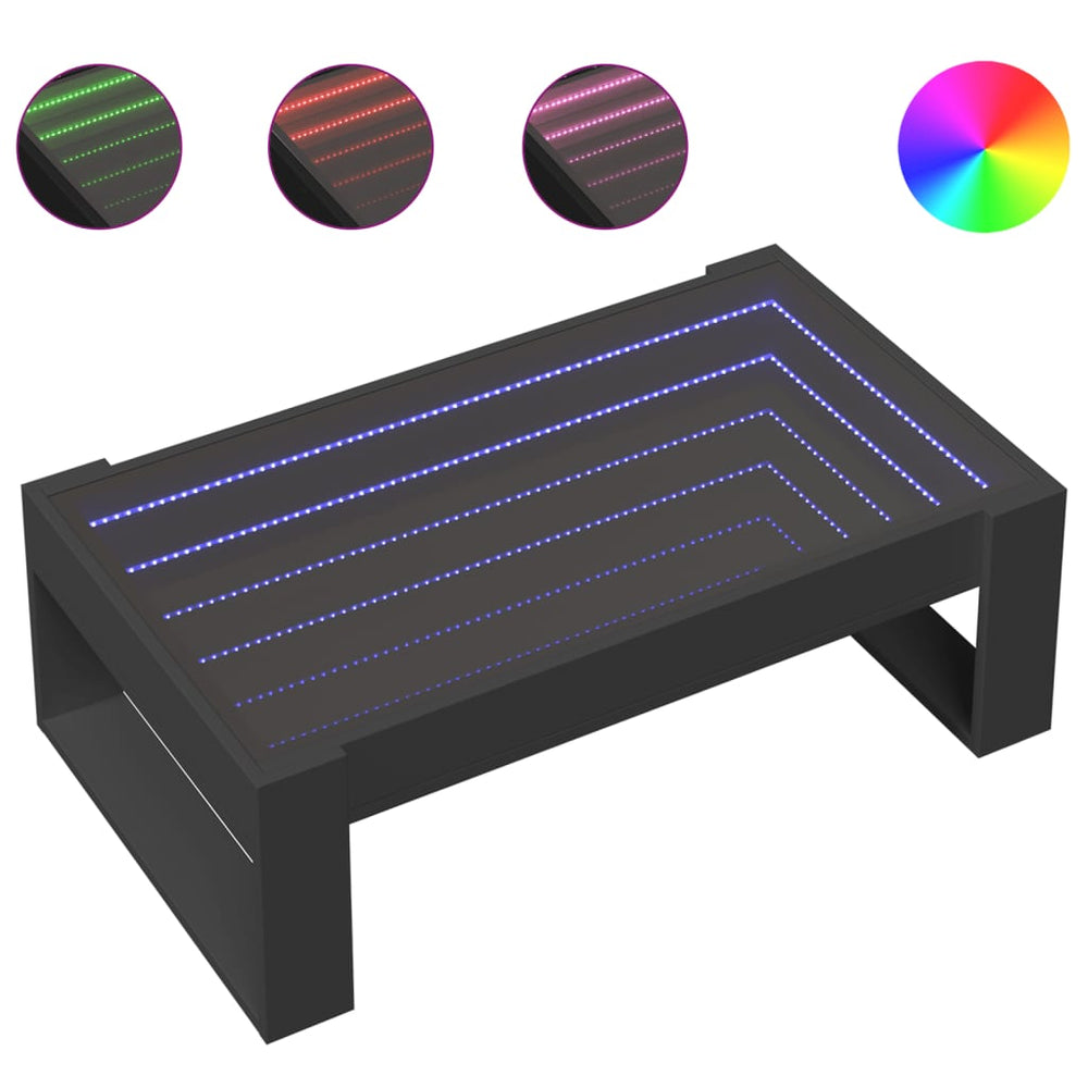 Couchtisch mit Infinity-LED Schwarz 90x53 cm