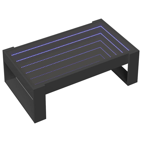 Couchtisch mit Infinity-LED Schwarz 90x53 cm