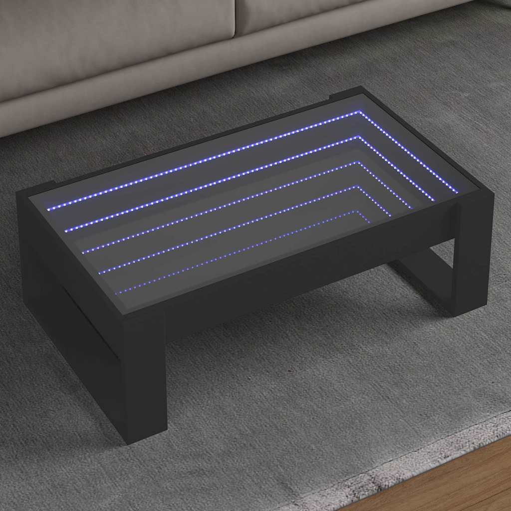 Couchtisch mit Infinity-LED Schwarz 90x53 cm