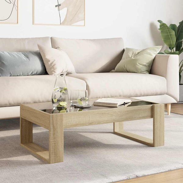 vidaXL Table basse à LED Infinity Chêne Sonoma 90x53x30 cm