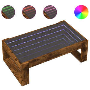 vidaXL Table basse avec LED Infinity chêne fumé 90x53x30 cm