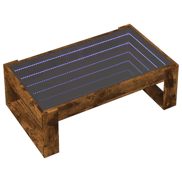 vidaXL Table basse avec LED Infinity chêne fumé 90x53x30 cm