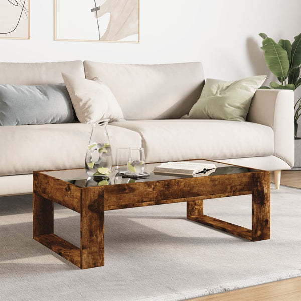 vidaXL Table basse avec LED Infinity chêne fumé 90x53x30 cm