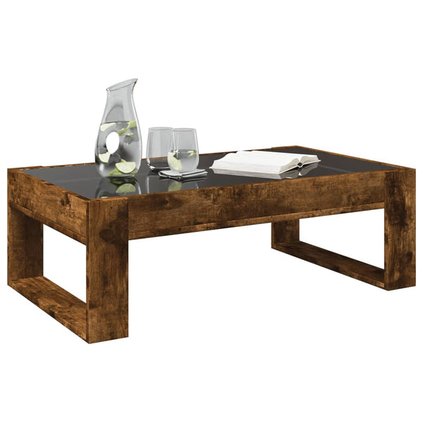 vidaXL Table basse avec LED Infinity chêne fumé 90x53x30 cm
