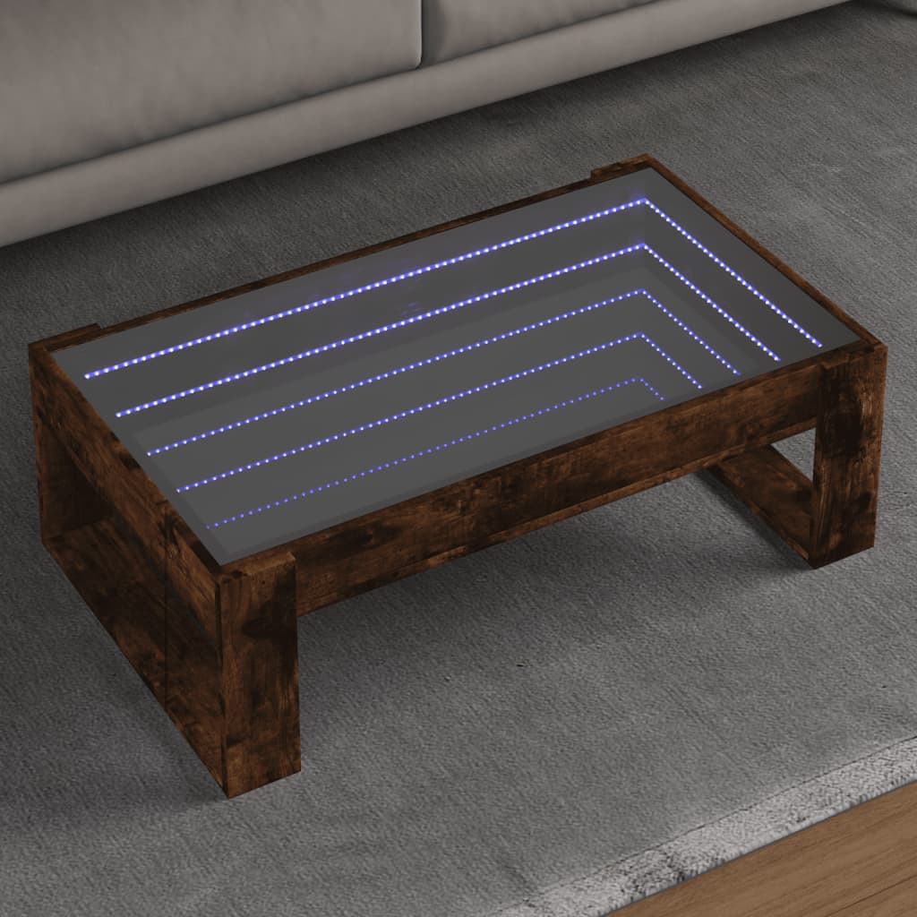 vidaXL Table basse avec LED Infinity chêne fumé 90x53x30 cm