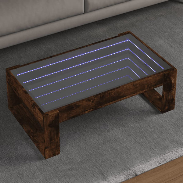 vidaXL Table basse avec LED Infinity chêne fumé 90x53x30 cm