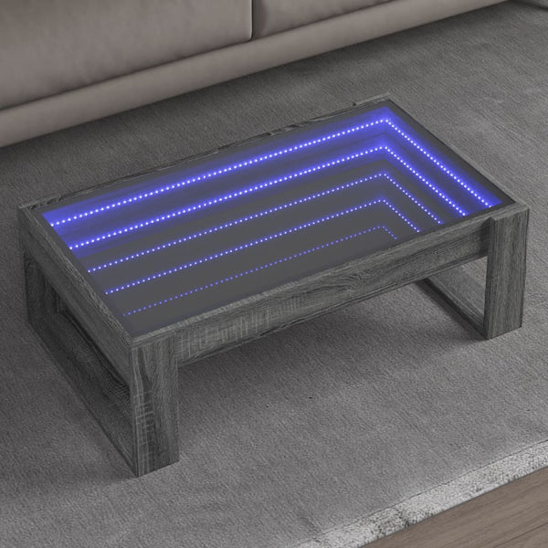 vidaXL Table basse avec LED Infinity Gris Sonoma 90x53x30 cm
