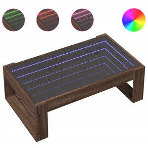 vidaXL Table basse avec LED Infinity aspect chêne marron 90x53x30 cm