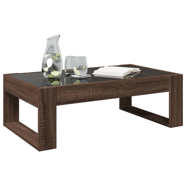 vidaXL Table basse avec LED Infinity aspect chêne marron 90x53x30 cm