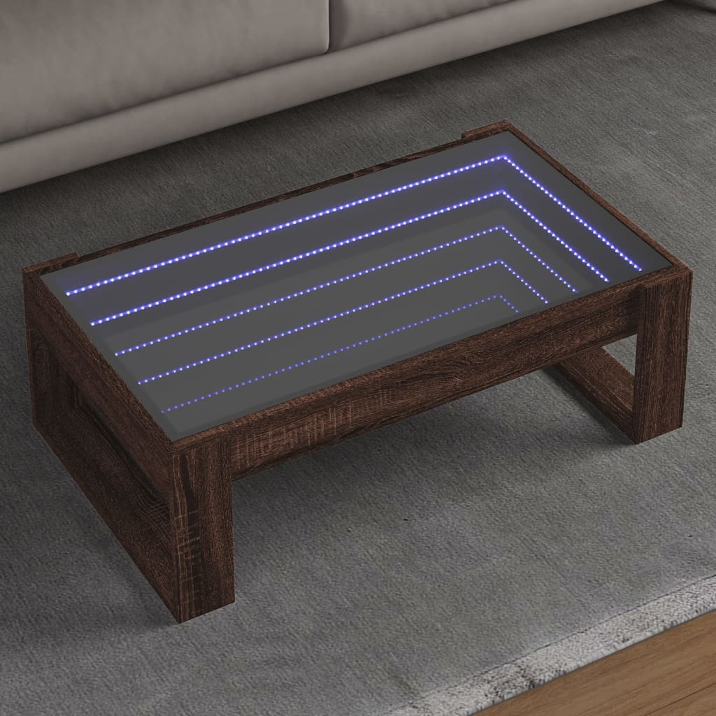 vidaXL Table basse avec LED Infinity aspect chêne marron 90x53x30 cm