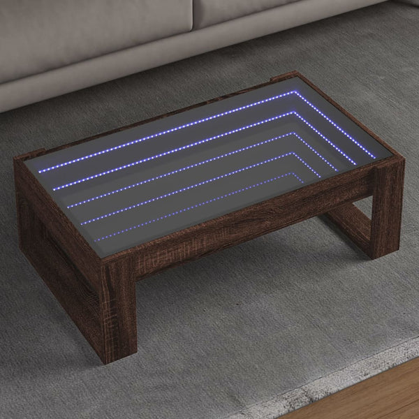 vidaXL Table basse avec LED Infinity aspect chêne marron 90x53x30 cm