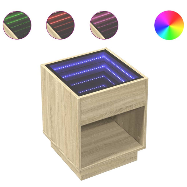 vidaXL Table basse avec LED Infinity chêne sonoma 40x40x50 cm