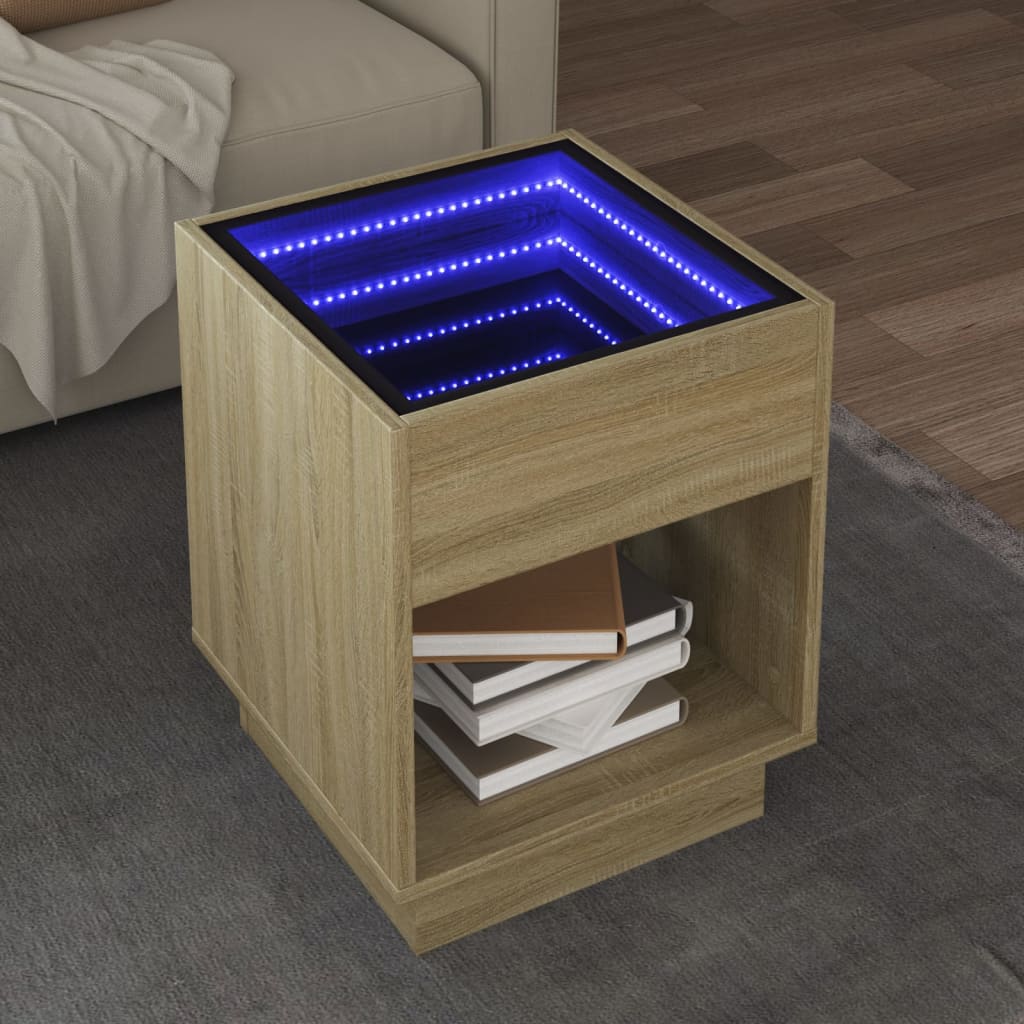 vidaXL Table basse avec LED Infinity chêne sonoma 40x40x50 cm