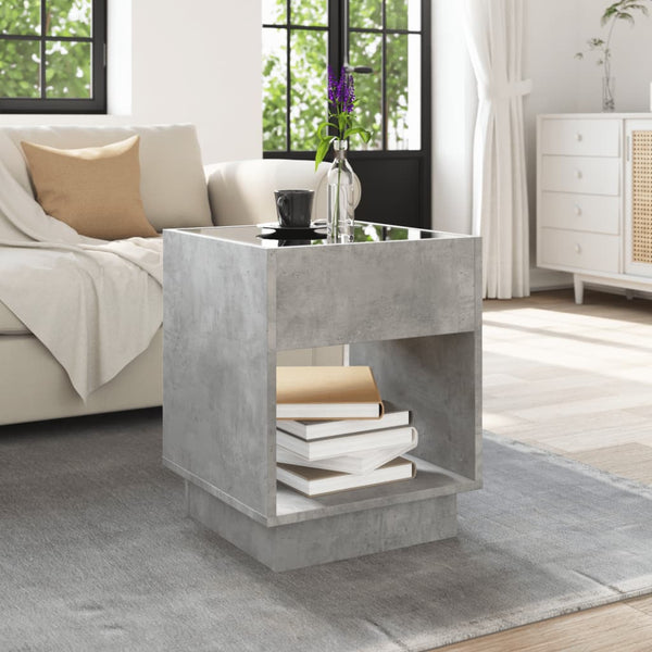 LED Couchtisch Betongrau 40x40x50 cm