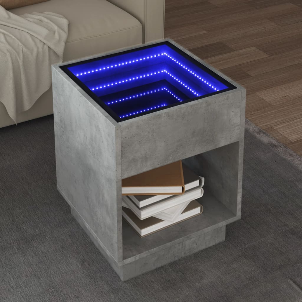 LED Couchtisch Betongrau 40x40x50 cm