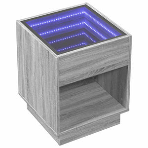 vidaXL Table basse à LED Infinity Gris Sonoma 40x40x50 cm
