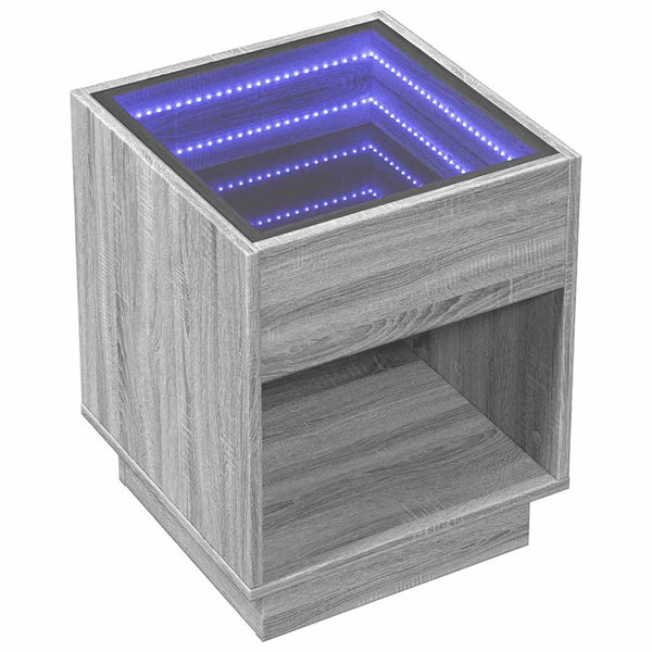 vidaXL Table basse à LED Infinity Gris Sonoma 40x40x50 cm