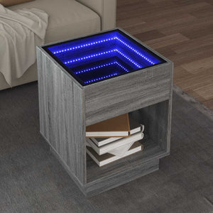 vidaXL Table basse à LED Infinity Gris Sonoma 40x40x50 cm